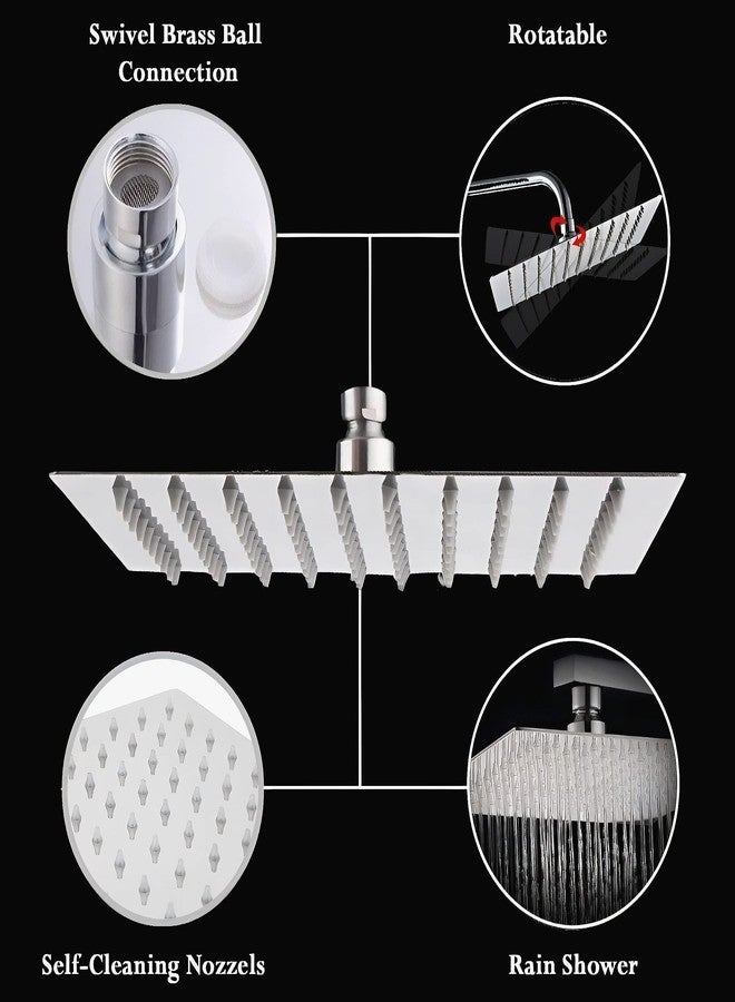 CARNIVAL Heavy Duty Ultra Slim Square 8x8 Overhead Shower | Stainless Steel 304 Rainfall Shower Head For Bathroom | Adjustable Angles With Premuim Chrome Finish WIthout Arm (8x8) - Image 2